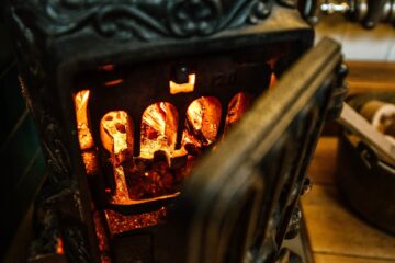 Stove on a luxury canal boat for hire from Market Harborough in the autumn and winter