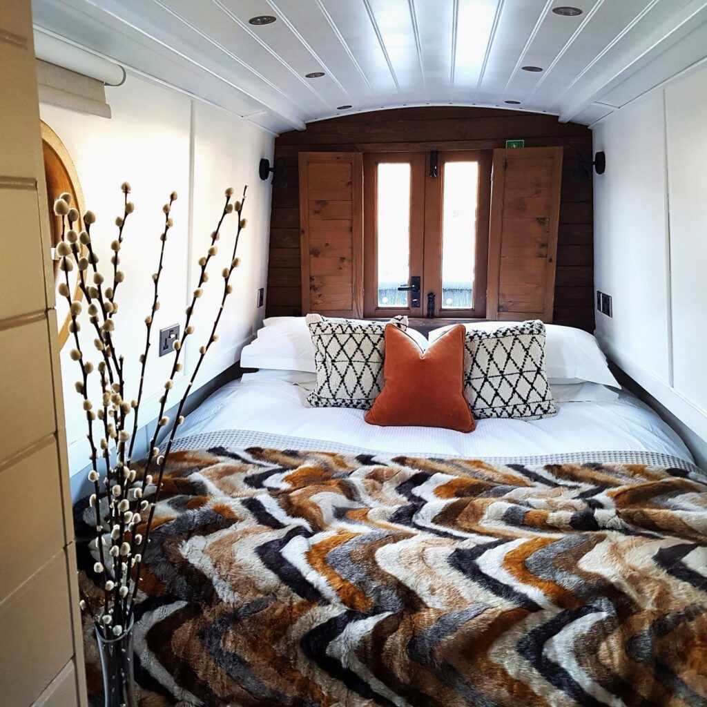 Luxury interior of a Boutique Narrowboat designed for couples
